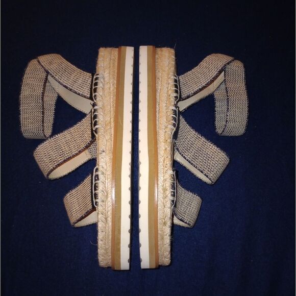 🔥Vince Camuto Kolindia 2 Women's Open Toe Platform Sandals Beige/Black - Picture 3 of 4